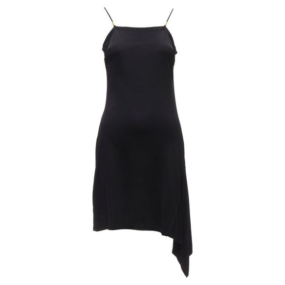 VERSACE Dresses & Skirts - Gianni Versace logo charm asymmetric drape slip mini dress